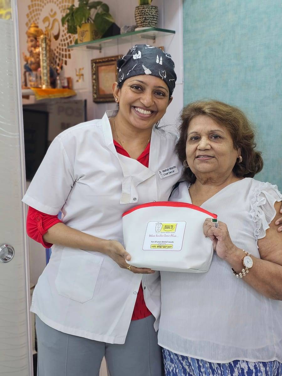 A smiling patient with Dr. Vaishali at Make Me Smile