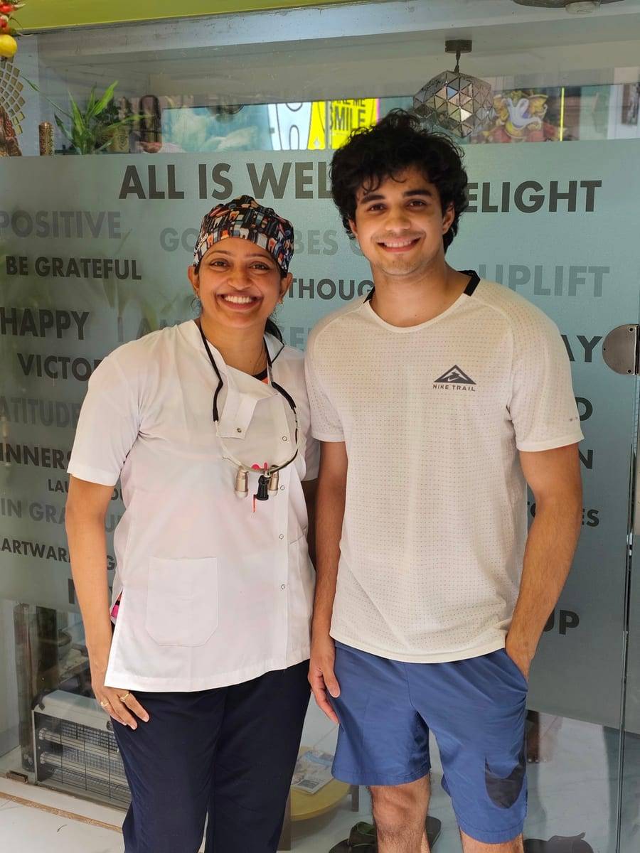 A smiling patient with Dr. Vaishali at Make Me Smile