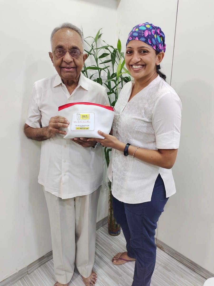 A smiling patient with Dr. Vaishali at Make Me Smile