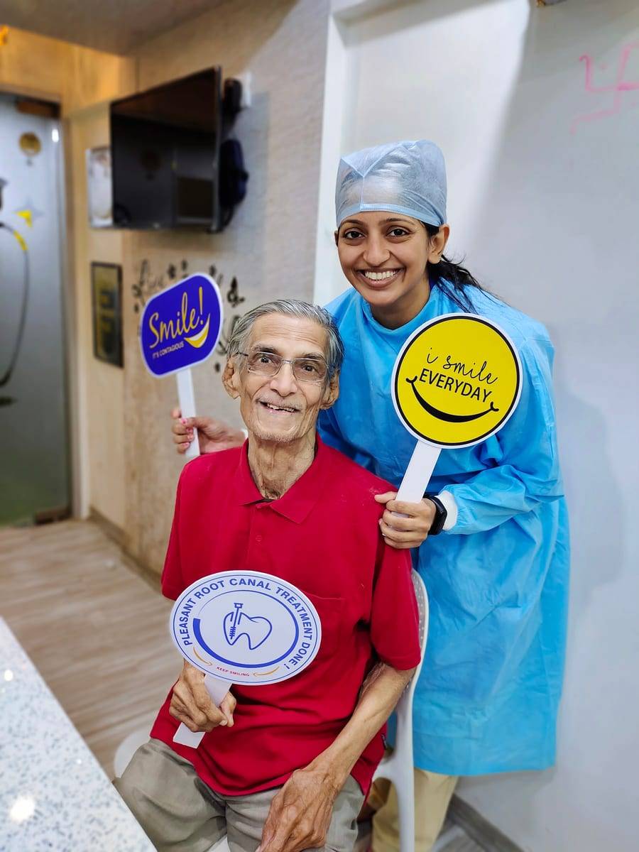 A smiling patient with Dr. Vaishali at Make Me Smile