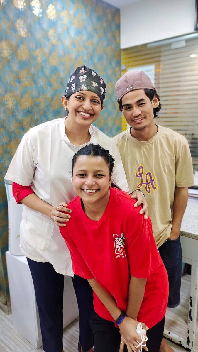 A smiling patient with Dr. Vaishali at Make Me Smile
