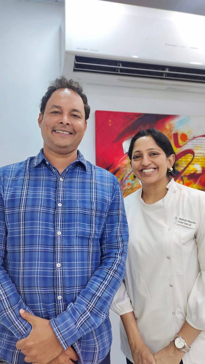 A smiling patient with Dr. Vaishali at Make Me Smile